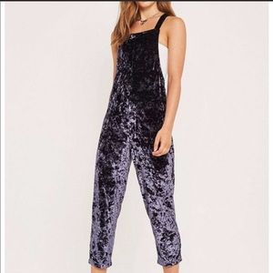 UO Purple Velvet Overall Jumpsuit